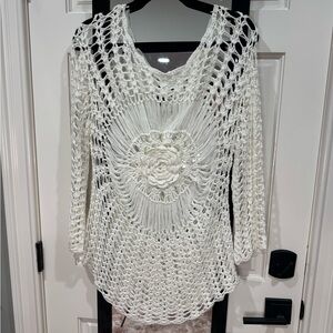 Cover up beach, crochet, mini dress size medium